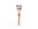 Rose gold Fancy Blue Oval Cut Diamond Three-Stone Ring with Prong Setting and Classic Band_113