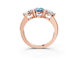 Rose gold Fancy Blue Oval Cut Diamond Three-Stone Ring with Prong Setting and Classic Band_114