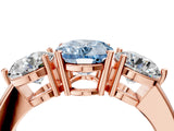 Rose gold Fancy Blue Oval Cut Diamond Three-Stone Ring with Prong Setting and Classic Band_115