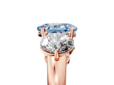 Rose gold Fancy Blue Oval Cut Diamond Three-Stone Ring with Prong Setting and Classic Band_116