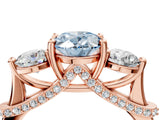 Rose gold Fancy Blue Oval Cut Diamond Three-Stone Ring with Prong Setting and Pavé Band_4