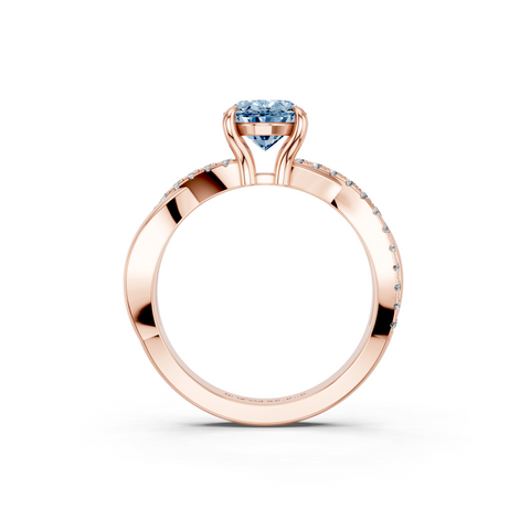 Rose gold Fancy Blue Oval  Cut Diamond Twist Band Solitaire with Prong Setting_13