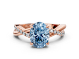 Rose gold Fancy Blue Oval  Cut Diamond Twist Band Solitaire with Prong Setting_55