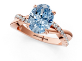 Rose gold Fancy Blue Oval  Cut Diamond Twist Band Solitaire with Prong Setting_56