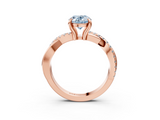 Rose gold Fancy Blue Oval  Cut Diamond Twist Band Solitaire with Prong Setting_58