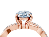 Rose gold Fancy Blue Oval  Cut Diamond Twist Band Solitaire with Prong Setting_59
