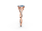 Rose gold Fancy Blue Oval  Cut Diamond Twisted Band Engagement Ring with Prong Setting_5