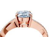 Rose gold Fancy Blue Oval  Cut Diamond Twisted Band Engagement Ring with Prong Setting_7