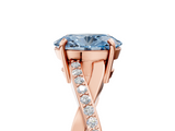 Rose gold Fancy Blue Oval  Cut Diamond Twisted Band Engagement Ring with Prong Setting_8