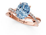 Rose gold Fancy Blue Oval  Cut Diamond Twisted Band with Pavé Setting and Four-Prong Setting_20
