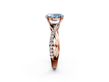 Rose gold Fancy Blue Oval  Cut Diamond Twisted Band with Pavé Setting and Four-Prong Setting_21
