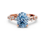 Rose gold Fancy Blue Oval  Cut Diamond Vine Band with Four-Prong Setting_71