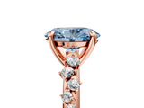 Rose gold Fancy Blue Oval  Cut Diamond Vine Band with Four-Prong Setting_76