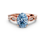 Rose gold Fancy Blue Oval  Cut Diamond with Milgrain Marquise and Bezel Accents on a Solitaire Band with Prong Setting_208