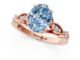Rose gold Fancy Blue Oval  Cut Diamond with Milgrain Marquise and Bezel Accents on a Solitaire Band with Prong Setting_209