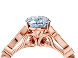 Rose gold Fancy Blue Oval  Cut Diamond with Milgrain Marquise and Bezel Accents on a Solitaire Band with Prong Setting_212