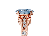 Rose gold Fancy Blue Oval  Cut Diamond with Milgrain Marquise and Bezel Accents on a Solitaire Band with Prong Setting_213