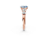 Rose gold Fancy Blue Oval  Cut Five-Stone Prong Set Diamond Ring with Classic Band_34
