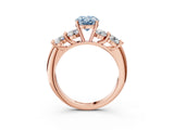 Rose gold Fancy Blue Oval  Cut Five-Stone Prong Set Diamond Ring with Classic Band_35