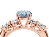 Rose gold Fancy Blue Oval  Cut Five-Stone Prong Set Diamond Ring with Classic Band_36
