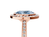 Rose gold Fancy Blue Oval Cut Halo Bezel Diamond Pave Band Ring_5