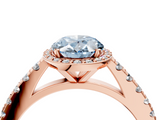 Rose gold Fancy Blue Oval  Cut Halo Diamond Engagement Ring with Pave Band and Four-Prong Setting_32