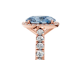 Rose gold Fancy Blue Oval  Cut Halo Diamond Engagement Ring with Pave Band and Four-Prong Setting_33