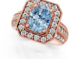 Rose gold Fancy Blue Oval Cut Halo Diamond Engagement Ring with Pave Split Shank and Four-Prong Setting_13