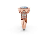 Rose gold Fancy Blue Oval Cut Halo Diamond Engagement Ring with Pave Split Shank and Four-Prong Setting_14