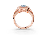 Rose gold Fancy Blue Oval Cut Halo Diamond Engagement Ring with Pave Split Shank and Four-Prong Setting_15
