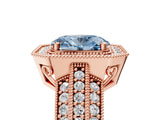 Rose gold Fancy Blue Oval Cut Halo Diamond Engagement Ring with Pave Split Shank and Four-Prong Setting_17