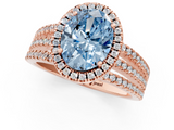 Rose gold Fancy Blue Oval  Cut Halo Diamond Engagement Ring with Split Shank and Four-Prong Setting_20
