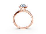 Rose gold Fancy Blue Oval  Cut Halo Diamond Engagement Ring with Split Shank and Four-Prong Setting_22