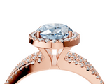 Rose gold Fancy Blue Oval  Cut Halo Diamond Engagement Ring with Split Shank and Four-Prong Setting_23