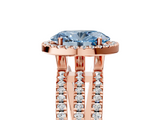 Rose gold Fancy Blue Oval  Cut Halo Diamond Engagement Ring with Split Shank and Four-Prong Setting_24