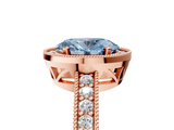Rose gold Fancy Blue Oval  Cut Halo Diamond Pave Band Ring with Four-Prong Setting_29