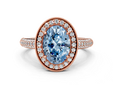 Rose gold Fancy Blue Oval  Cut Halo Diamond Pave Band with Four-Prong Setting_37
