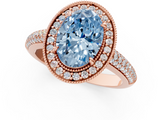 Rose gold Fancy Blue Oval  Cut Halo Diamond Pave Band with Four-Prong Setting_38