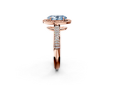 Rose gold Fancy Blue Oval  Cut Halo Diamond Pave Band with Four-Prong Setting_39