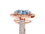 Rose gold Fancy Blue Oval  Cut Halo Diamond Pave Band with Four-Prong Setting_42