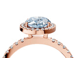 Rose gold Fancy Blue Oval Cut Halo Diamond Pave Band with Prong Setting_4