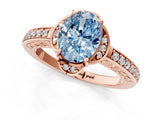 Rose gold Fancy Blue Oval  Cut Halo Diamond Ring with Channel Set Band and Four-Prong Setting_33