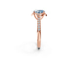 Rose gold Fancy Blue Oval  Cut Halo Diamond Ring with Channel Set Band and Four-Prong Setting_34