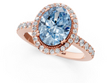 Rose gold Fancy Blue Oval  Cut Halo Diamond Ring with Pave Band and Four-Prong Setting_25