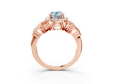 Rose gold Fancy Blue Oval Cut Halo Diamond Split Shank Engagement Ring with Four-Prong Setting_3
