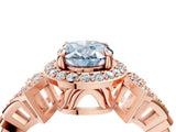 Rose gold Fancy Blue Oval Cut Halo Diamond Split Shank Engagement Ring with Four-Prong Setting_4