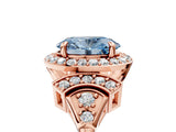 Rose gold Fancy Blue Oval Cut Halo Diamond Split Shank Engagement Ring with Four-Prong Setting_5
