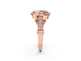 Rose gold Fancy Blue Oval Cut Halo Diamond Split Shank Pave Ring_2