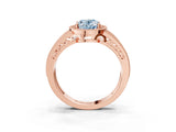 Rose gold Fancy Blue Oval Cut Halo Diamond Split Shank Ring with Prong Setting_3