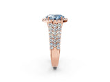 Rose gold Fancy Blue Oval Cut Halo Pavé Diamond Engagement Ring with Split Shank and Four-Prong Setting_5